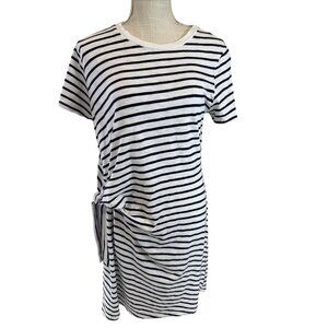 Gap Cotton Striped Side-Tie Short Sleeve Dress White & Navy L